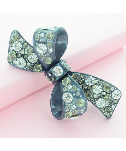 Crystal Acetate Bow Pinch Clip