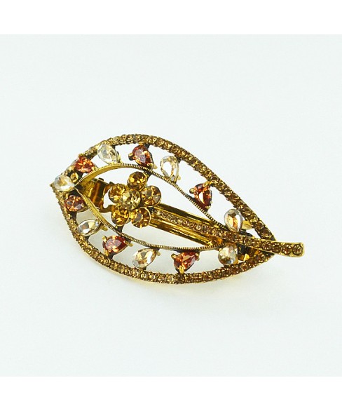 Luxurious Cubiczirconia Cutout Leaves Barrette