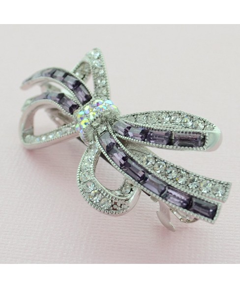 Crystal Bow Double Clip Barrette