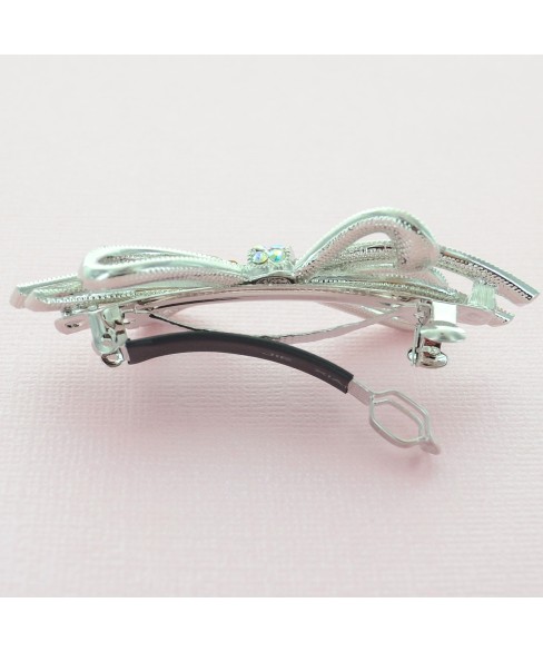 Crystal Bow Double Clip Barrette