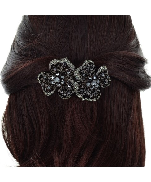 Swarovski Crystal Cutout Flower Barrette