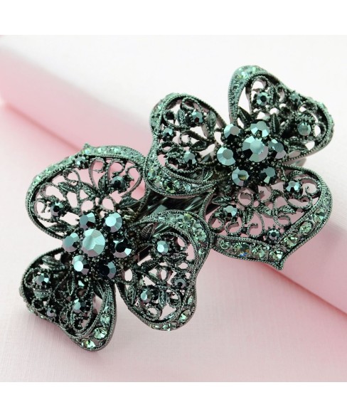 Swarovski Crystal Cutout Flower Barrette