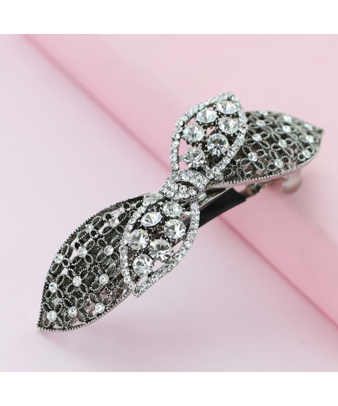 Crystal Rhinestone Bow Barrette/Hair Clip