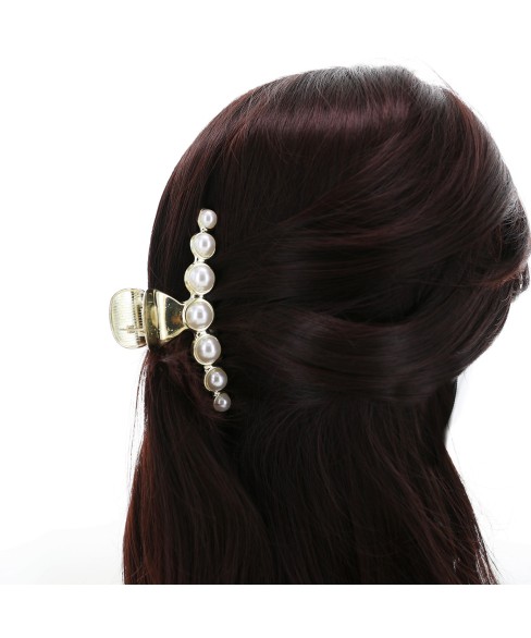 Large Big Strong Sturdy Metal Pearl Hair Claw Clip