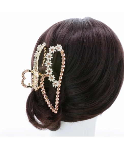 Large Crystal Rhinestones Flowers Claw Clip