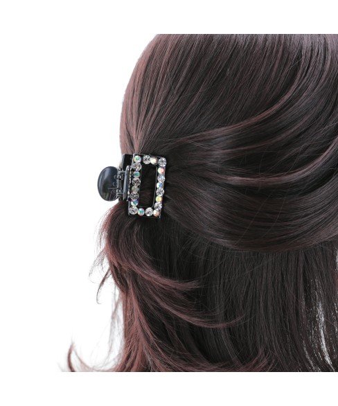 Crystal Rhinestone Rectangle Cutout Claw Clip