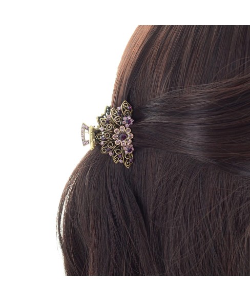 Vintage Inspired Crystal Flower Hair Jaw