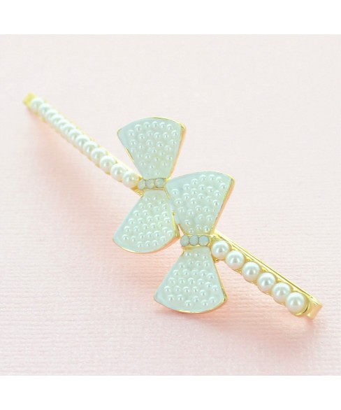 Elegant Faux Pearl Bow & Crystal Bobby Pin