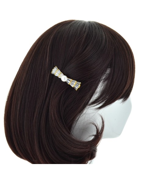 Glamorous CubicZirconia Bow Barrette