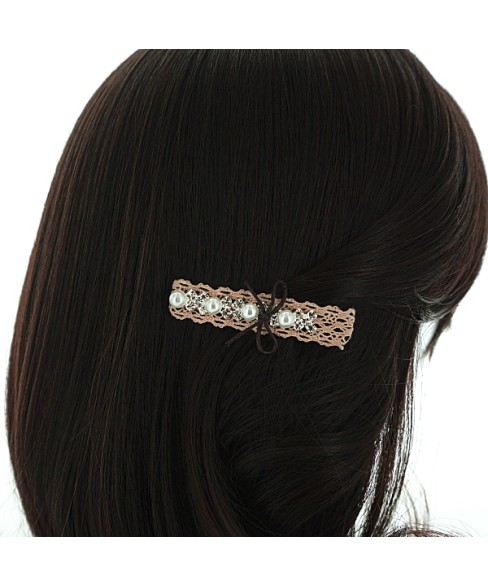 Crystal Faux Pearl Lace Alligator Clip