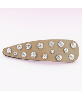 Faux Leather Rhinestone Snap Clip