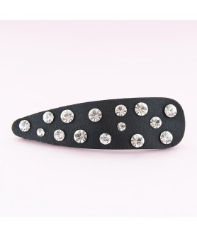 Faux Leather Rhinestone Snap Clip