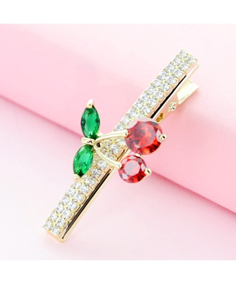 Cubiczirconia Rhinestone Cherry Pinch Clip