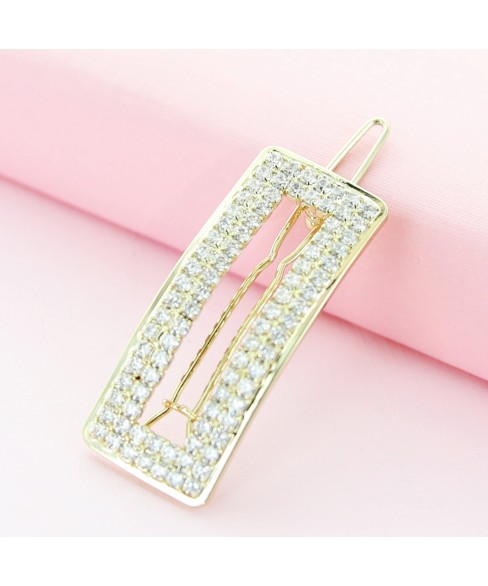 Cubiczirconia Rhinestone Bridal Rectangle Barrette