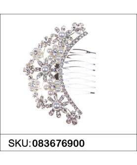 Crystal Flowers & Pearl Hair Comb