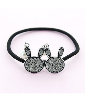 Rhinestone Rabbit Ponytail Holder