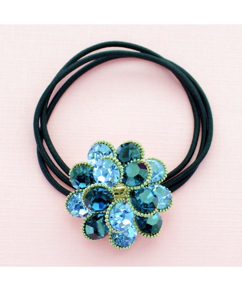 Austria Crystal Flowers Ponytail Holder