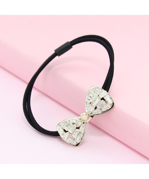 Crystal-Embellished Bow Ponytail Holder