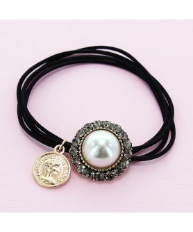 Crystal & Pearl Embellished Ponytail Holder