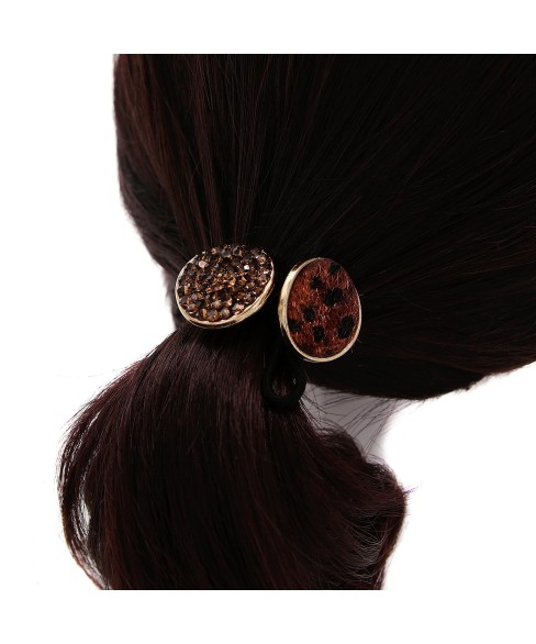 Crystal & Animal Print Ponytail Holder