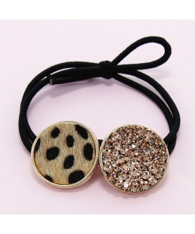 Crystal & Animal Print Ponytail Holder