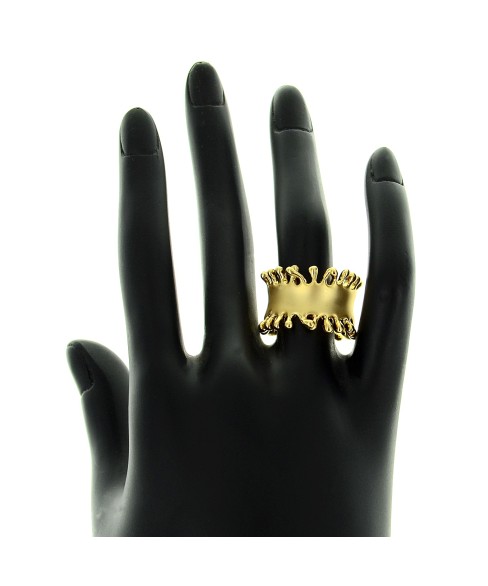 Matte Gold Tone Modern Art Ring