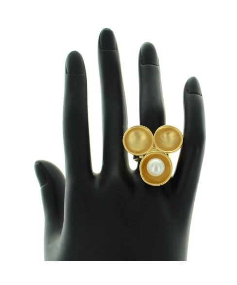 Matte Gold Tone Modern Art Ring