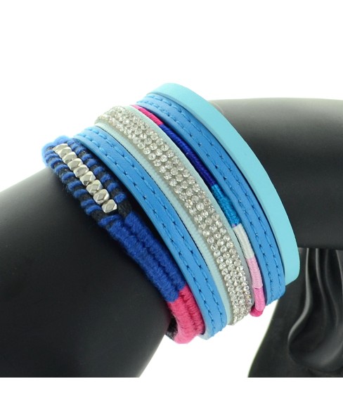 Leather & Crystal Multi-Strand Bracelet