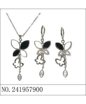 Necklace& Earr Set White