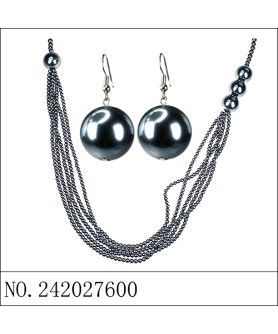 Necklace& Earr Set Gray