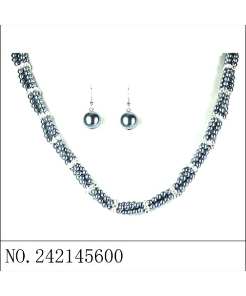 Necklace& Earr Set Gray