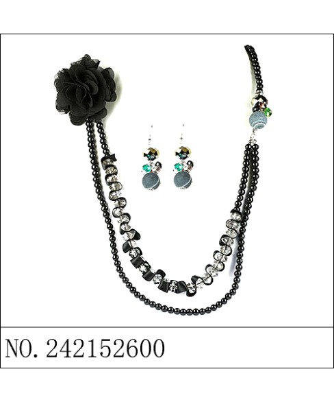 Necklace& Earr Set Gray