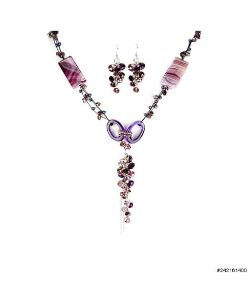 Necklace& Earr Set Purple