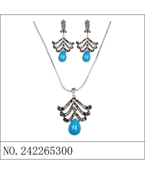 Necklace& Earr Set Blue