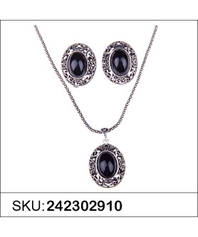 Necklace& Earr Set Black