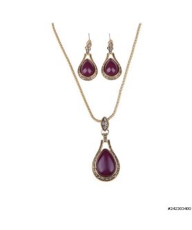 Necklace& Earr Set Purple