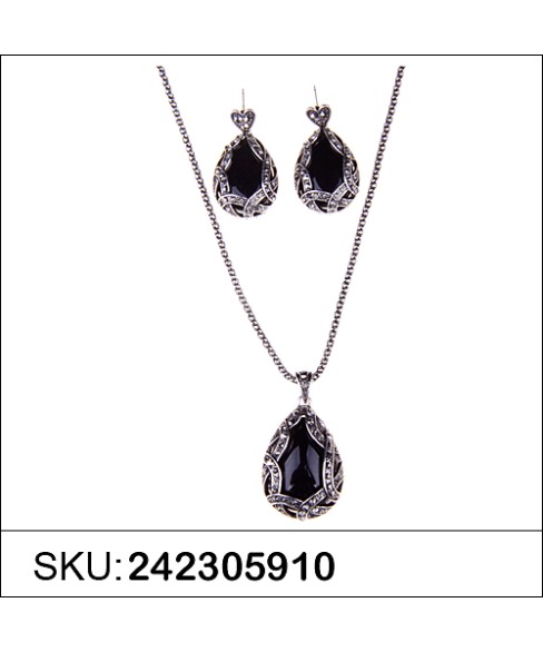 Necklace& Earr Set Black