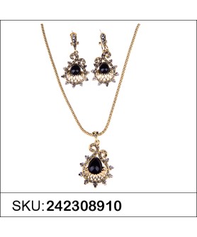 Necklace& Earr Set Black