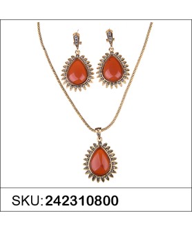 Necklace& Earr Set Brown