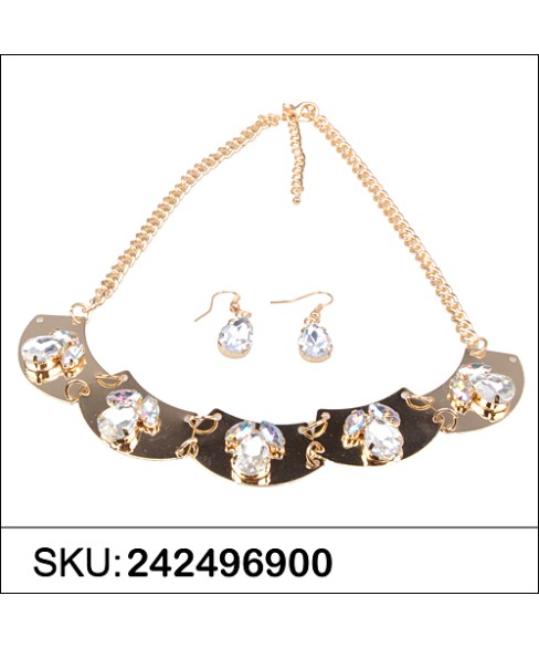 Necklace& Earr Set White