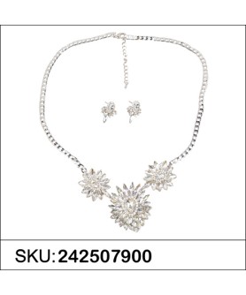 Necklace& Earr Set White