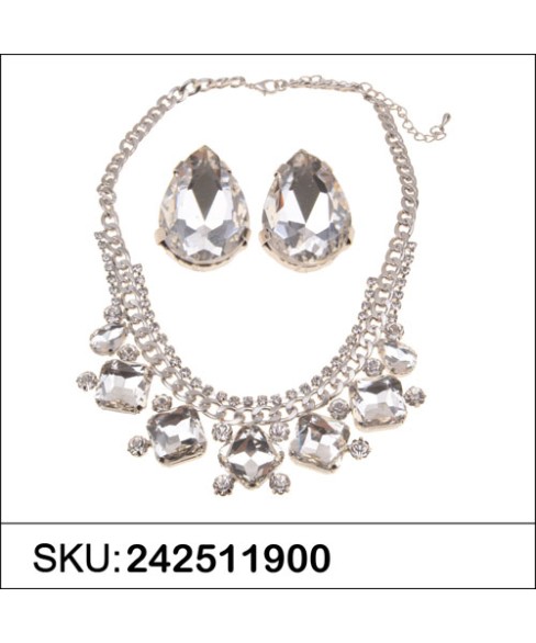 Necklace& Earr Set White