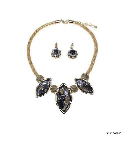 Necklace& Earr Set Black