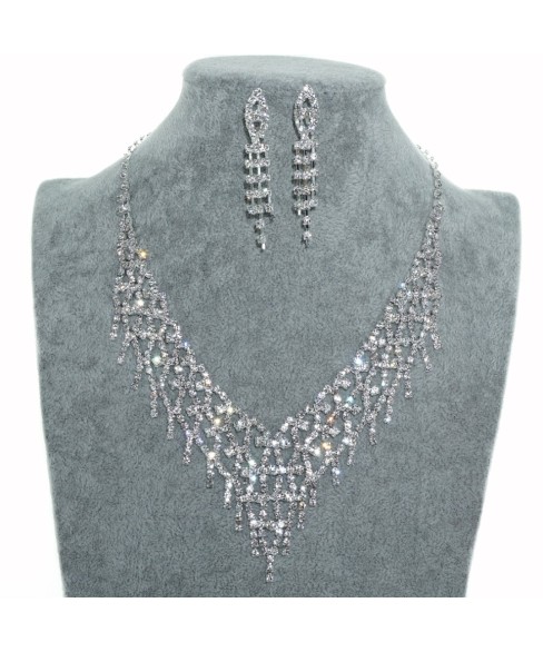 Rhinestone Evening Necklace Set