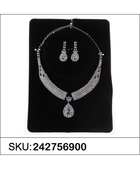 Necklace& Earr Set White