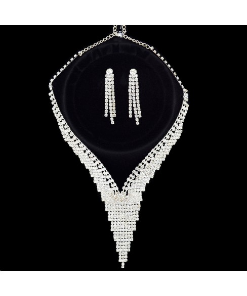 Rhinestone Evening Necklace Set