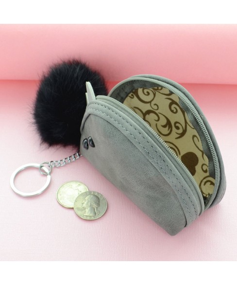 Mini Wallet Rabbit Fur Coin Purse Bag Charm