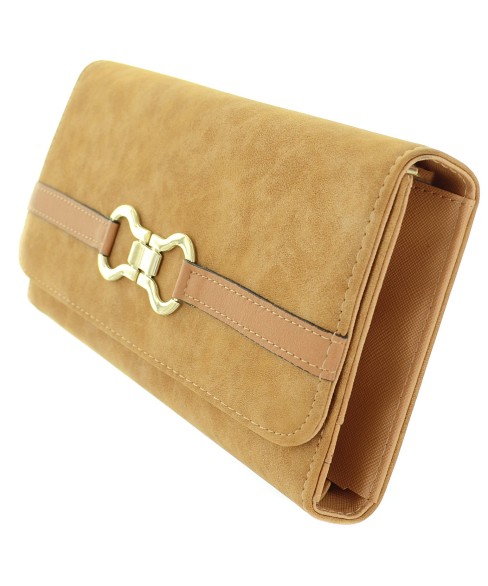 Buckle Fuax Leather Wallet On Chain