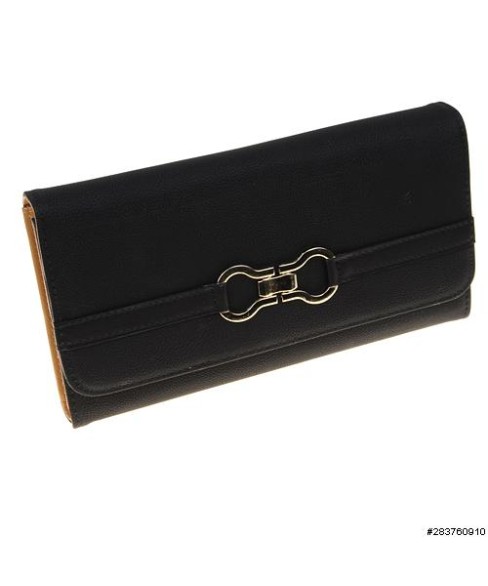 Buckle Fuax Leather Wallet On Chain