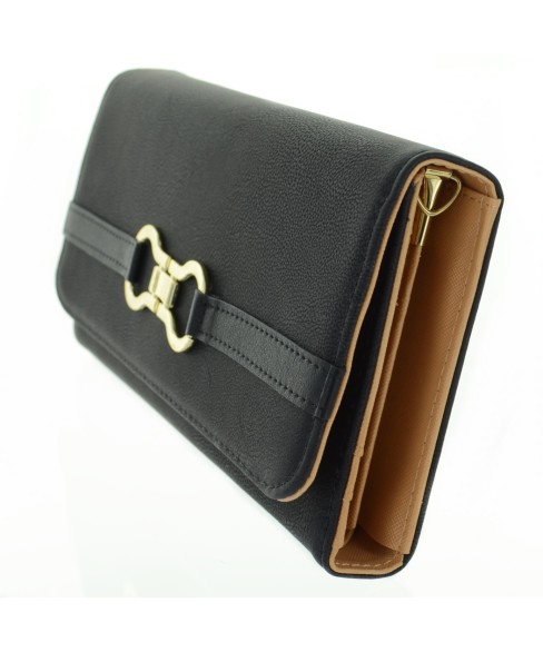 Buckle Fuax Leather Wallet On Chain